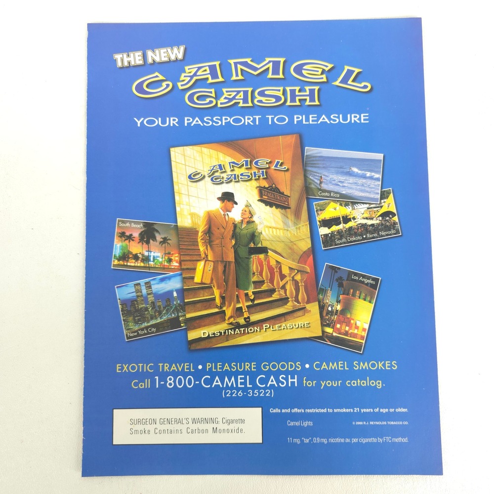 Camel Cash Print Ad Passport To Pleasure Travel 90s Y2K Retro Wall Art Decor